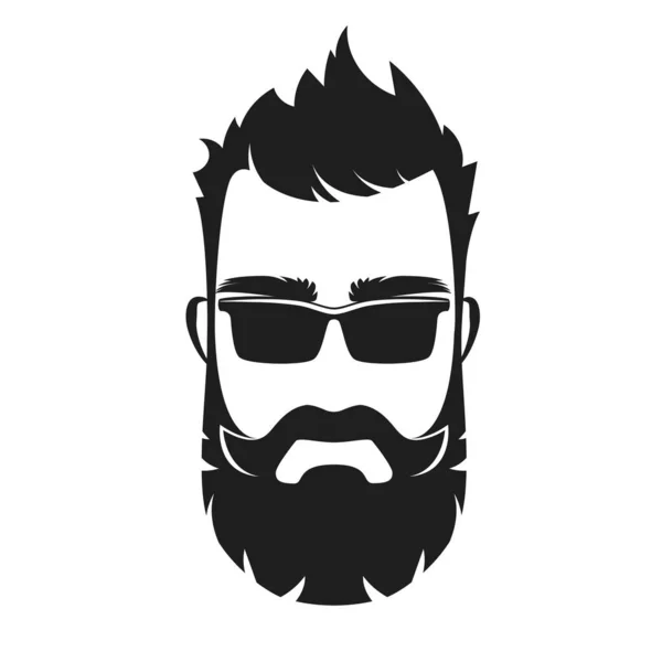 Barbearia Cabeça Macho Hipster Homem Barbudo Com Óculos Logotipo Vetor — Vetor de Stock