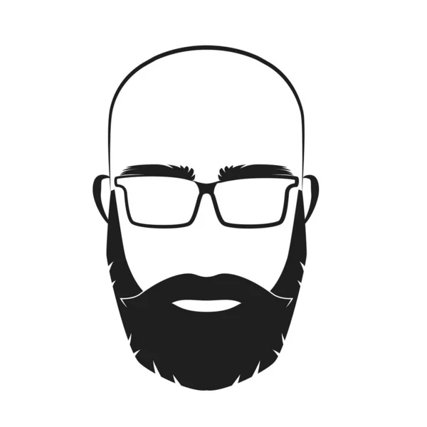 Barbearia Masculina Careca Homem Barbudo Com Logotipo Óculos Cabeleireiro Emblema — Vetor de Stock