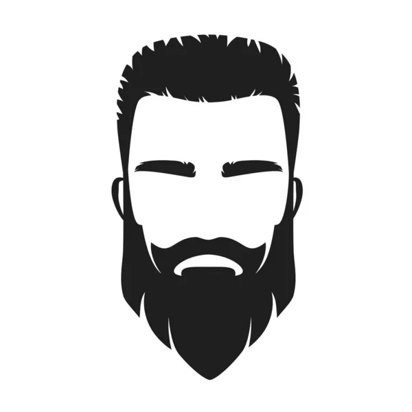 Логотип Парикмахерской Бородой Эмблема Мужского Лица Хипстера Крутая Векторная Иллюстрация — стоковый вектор