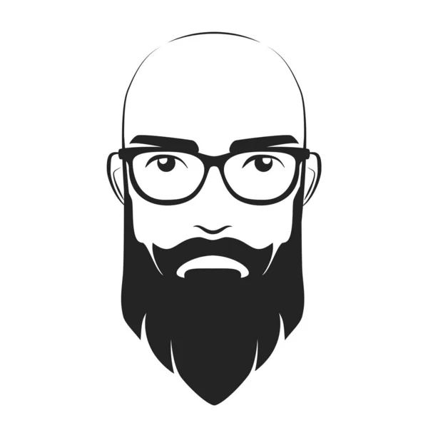 Logotipo Barbearia Homem Barbudo Careca Elegante Hipster Cabeça Emblema Vetor — Vetor de Stock