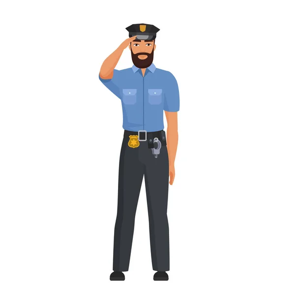 Policía Pie Con Uniforme Trabajo Oficial Policía Ilustración Vectores Dibujos — Vector de stock
