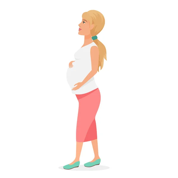 等孩子的女人未来的怀孕母亲 孕产怀孕卡通画病媒说明 — 图库矢量图片