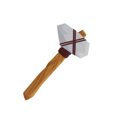 Taş devri çekici. Mağara adamı avlama araçları, antik nesneler vektör çizimi