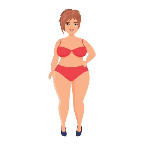 Size Frau Badebikini Sommermode Für Übergewichtige Frauen — Stockvektor