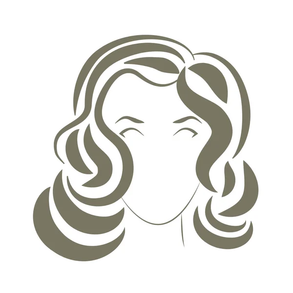 Visage Femme Avec Silhouette Logo Coiffure Illustration Vectorielle Coiffure Glamour — Image vectorielle