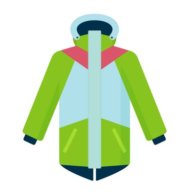 Snowboard ceketi. Kışlık spor giysileri, kayak malzemeleri vektör çizim çizimleri