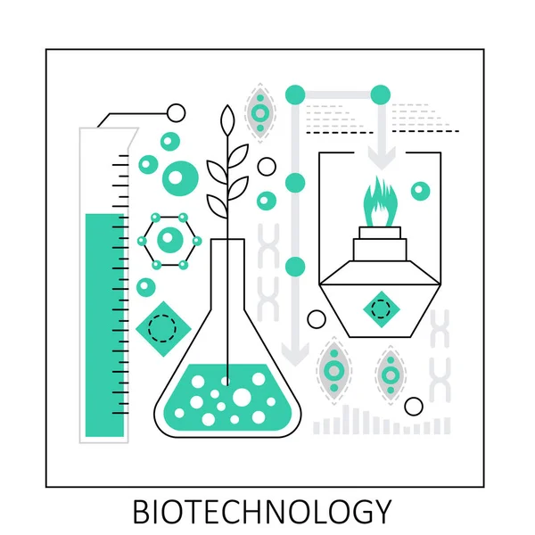 Ciência Biotecnologia Laboratório Investigação Biomédica Ilustração Vetorial Experiências Biotecnológicas —  Vetores de Stock