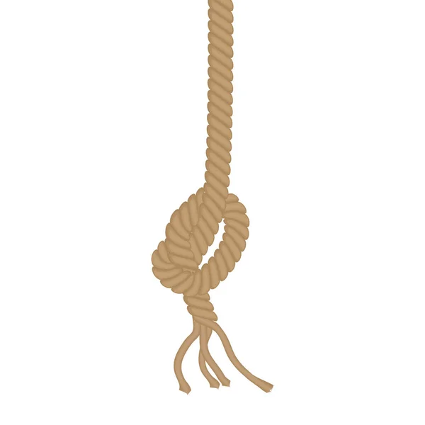 ノットで壊れたロープ タイヤの結び目 自然な装飾的な綿のロープ漫画のベクターのイラスト — ストックベクタ