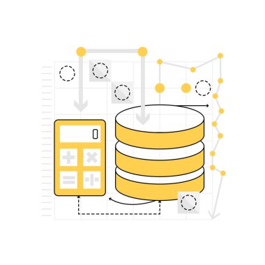 Veri yönetimi sunucusu. Veri merkezi, dijital medya reklam vektörü illüstrasyonu