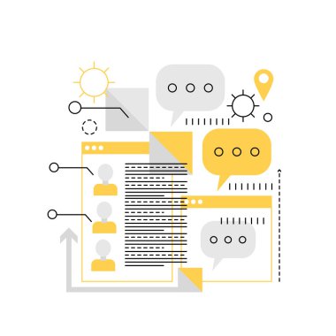 Dijital iletişim sohbeti. Çevrimiçi ağ, internet bağlantısı vektör illüstrasyonu