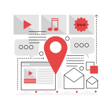 Sosyal medya içeriği. İçerik yönetimi, seo optimizasyon stratejisi grafik resimleme