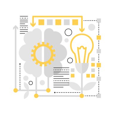 Yeni bir iş fikri. Yaratıcı başlangıç projesi, başlatılıyor ve geliştiriliyor grafik simgesi çizimi