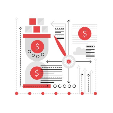 Başlangıç parası yatırımı. Zaman para yönetimi, iş kar büyümesi grafik illüstrasyonu