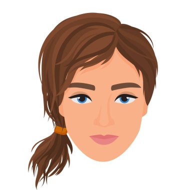 At kuyruklu kadın kafası. Modern saç stili vektör çizimine sahip kadın yüzü