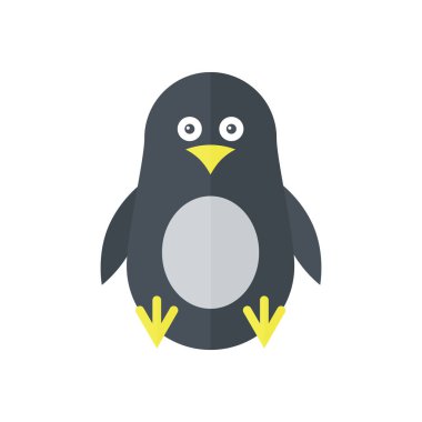 Şirin penguen, kawaii bebek kuş karakteri ve çocuksu maskot çizimi.