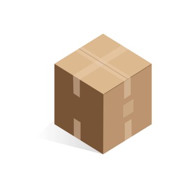 Isome kahverengi karton kutu, kapalı paket taşıyıcı çizimi