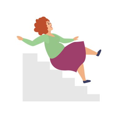 Kaygan merdivenlerden düşen kadın, kadın karakter çiziminin düştüğü kaza.