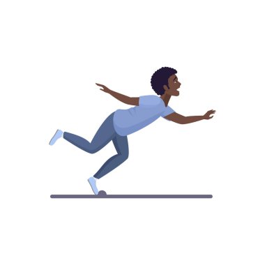 Adam hızlı koşuyor ve düşüyor, insan vektör illüstrasyonunda tökezliyor ve düşüyor