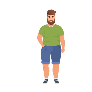 Genç ve sakallı bir adam, günlük kıyafet vektörü çizimi yapan bir erkek karakter.