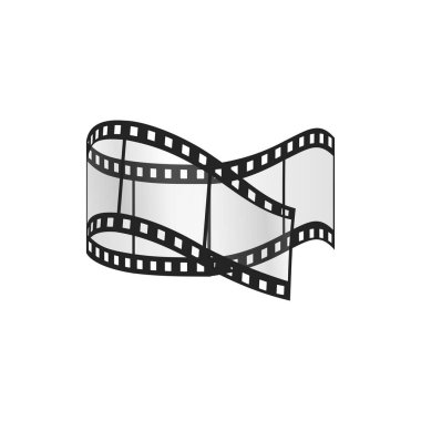 3D film şeridi, fotoğraf ve video prodüksiyon vektörü illüstrasyonu için şeffaf boş film şeridi