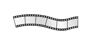 3 boyutlu film şeridi dalga ve eğri ile hareket ediyor, boş film şeridi çerçeve vektör illüstrasyonu