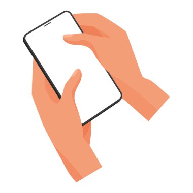 3D insan eli akıllı telefonu, parmak vektör illüstrasyonlu kollara dokunma aygıtını tutar