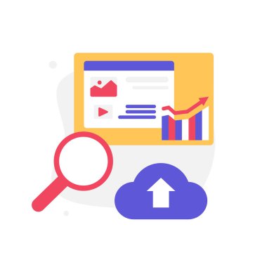 İçerik pazarlaması, blog istatistikleri ve analizleri, dijital SMM araçları vektör illüstrasyonu
