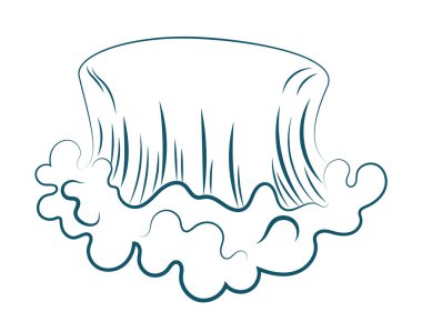 Tsunami çizgisi olan deniz ya da okyanus dalgası çizimi, eğri su akışı vektörü illüstrasyonu