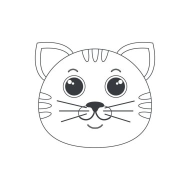 Şirin kedi yüzü, basit geometrik şekilli hayvanlar, komik kedi yavrusu çizimi.