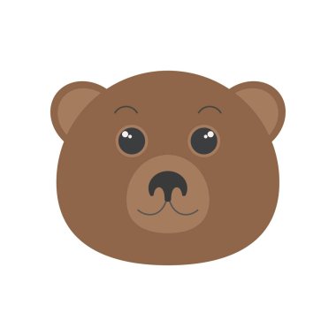 Şirin oyuncak ayı yüzü, emoji ve orman hayvanı çiziminin komik portresi.