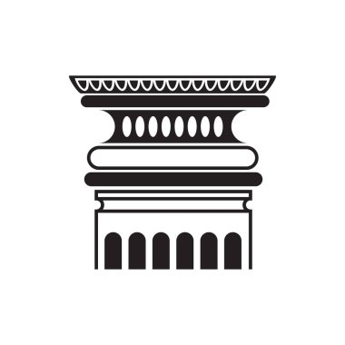 Klasik klasik sütun büyük harf siyah çizgi simgesi, antik yapı vektörü illüstrasyonu