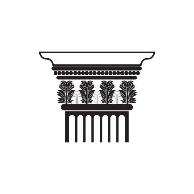 Klasik sütun büyük siyah çizgi simgesi, dekorasyon vektör illüstrasyonunu süsleName