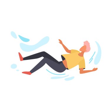 Adam hava akımlarında geriye düşüyor, korku vektörü çiziminde kollarını sallıyor.