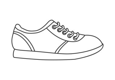 İnce tabanlı spor ayakkabısı ve günlük yaşam için bağcıklar ve spor çizgisi ikon vektör illüstrasyonu