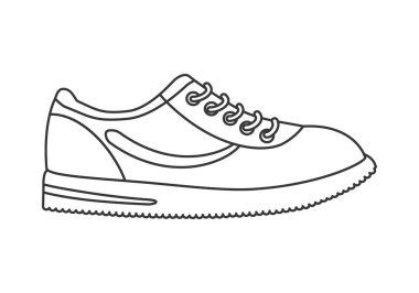 Dekorasyon çizgisi ikonu çizimi için bağcıklı ve kemerli spor ayakkabısı