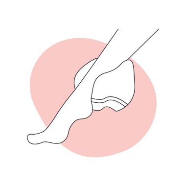 Banyo çizgisi ikon çizimi illüstrasyonunda yıkandıktan sonra ayak derisini kurutma işlemi