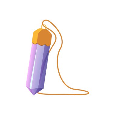 Sihirbaz ve sihirbazın tılsımı, altın zincir illüstrasyonunda mor kristal.