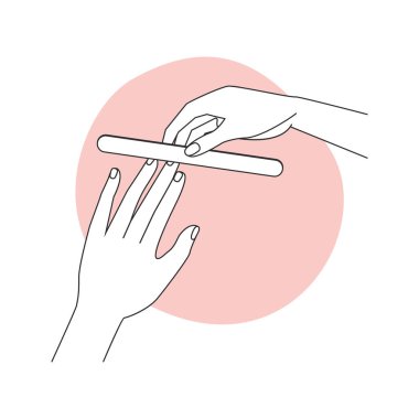 Ev vektörü illüstrasyonunda kızın tırnak bakımı, spa manikür süreci