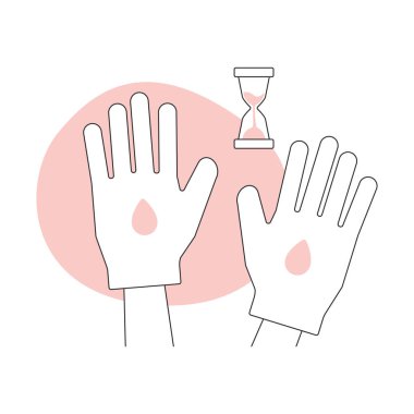 Manikür eldiveni illüstrasyonu kullanarak ellerin derisini soyar, nemlendirir ya da besler.