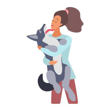 Bir kadın köpeğini yakınına alır, şefkatli bir anı paylaşır. Görüntü, evcil hayvanlarla sahipleri arasındaki sevgi bağını vurguluyor..