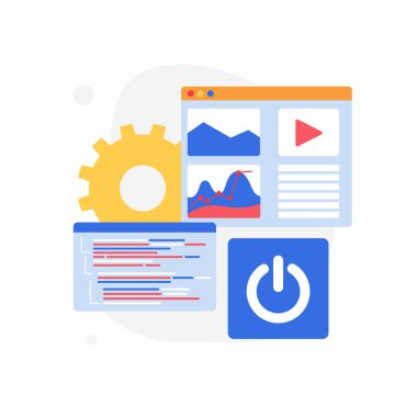 UX web tasarım arayüzü ögelerinin vektör illüstrasyonu, çeşitli araçları gösterir.