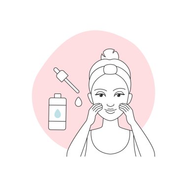 Bir kadının yüzünü pamukla temizleme sanatı..