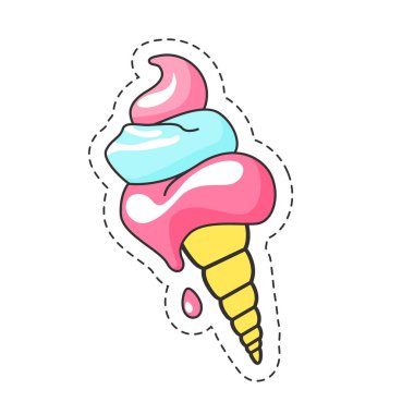 Dondurma külahının vektör çizimi, yaz ve tatlı temaları için uygun..