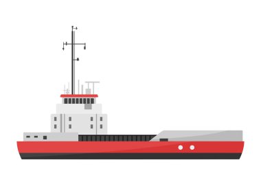 Bilimsel keşif ve deniz araştırmalarını temsil eden bir araştırma gemisinin vektör çizimi.