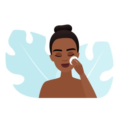 Pamuklu bez kullanan bir kadının detaylı vektör çizimi.