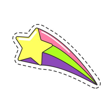 Açık mavi yıldızlı bir yıldız patlamasının vektör görüntüsü, çizgili çizgili bir çıkartma olarak dizayn edilmiş..