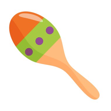 Renkli ahşap bir marakanın vektör görüntüsü, müzikal oyun için ideal..