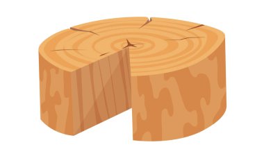 Ağaç kesim bölümünün vektör görüntüsü, büyüme halkalarını ve çatlakları gösterir..