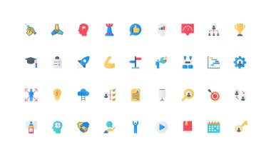 Akıl hocalığı, profesyonel beceri geliştirme ve eğitim kurumsal kariyer büyüme renk ikonu seti için transfer bilgisi. Danışman tavsiyesi ve yaklaşım, düz elementler vektör illüstrasyonu