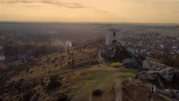 ポーランドのチェコストワ近くのオルシュタインの城の遺跡 — ストック動画
